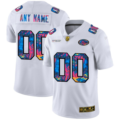 San Francisco 49ers Custom Men's White Nike Multi-Color 2020 NFL Crucial Catch Limited NFL Jersey